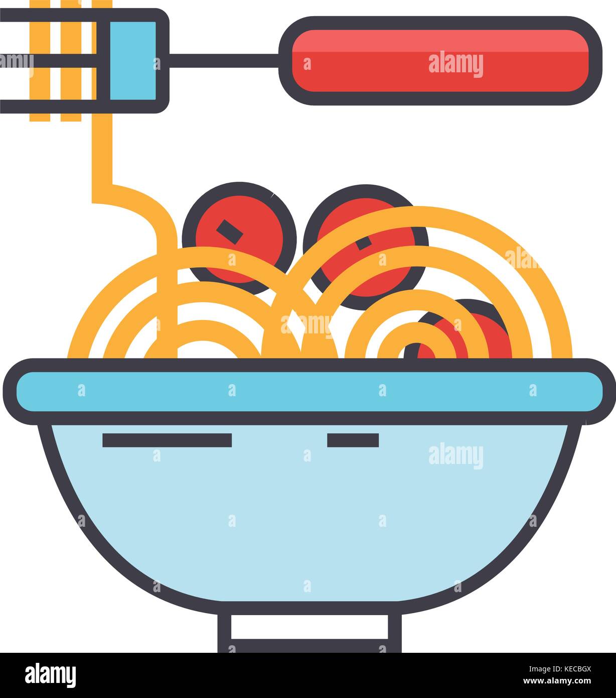 Spaghettis à la bolognaise avec des boulettes de viande, le restaurant italien concept. Illustration de Vecteur