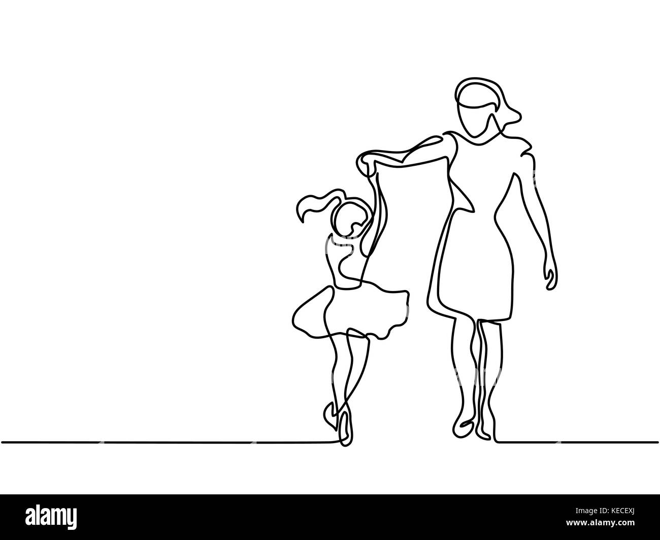 Heureux femme dansant - dessin de ligne continue Illustration de Vecteur