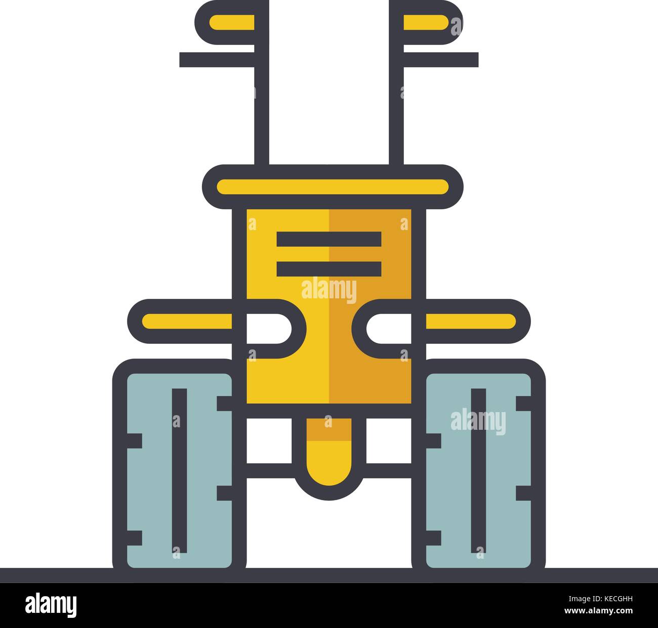 Machine industrielle tracteur ligne plate Illustration, concept vector icône isolé Illustration de Vecteur