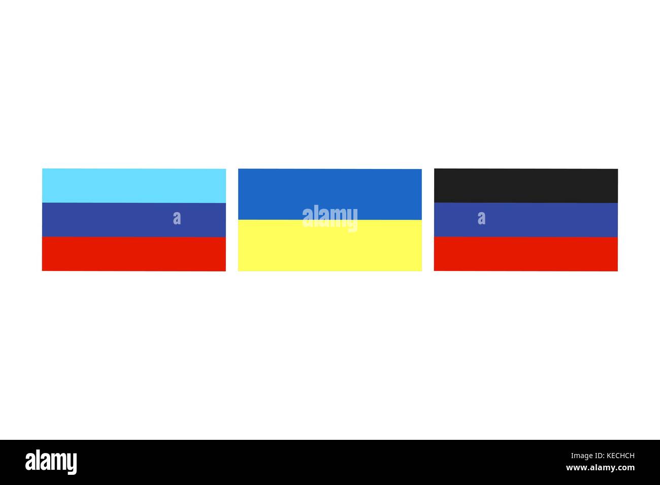 Vector illustration de l'un des drapeaux de l'autonomie proclamée république populaire de Lougansk et donetsk république populaire et aussi le drapeau de l'ukraine on white Illustration de Vecteur