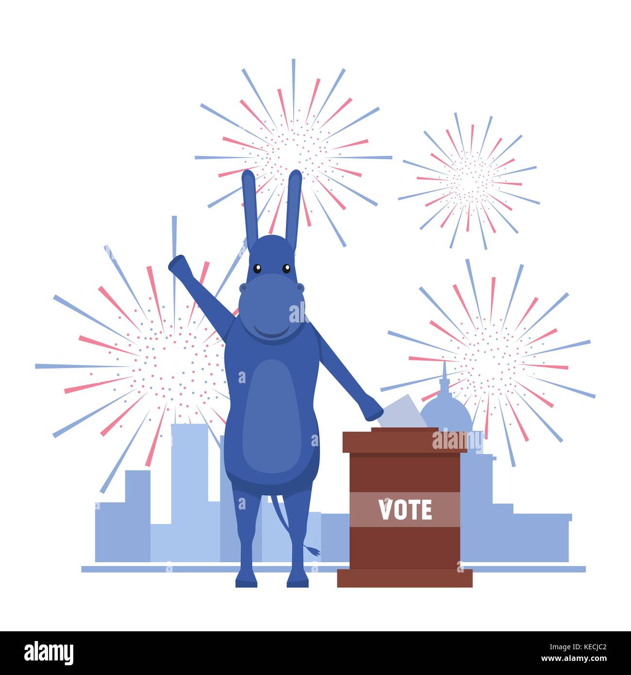 Le résultat des élections aux États-Unis. Illustration de l'âne et l'éléphant républicain démocratique résultat du concours. Illustration de Vecteur