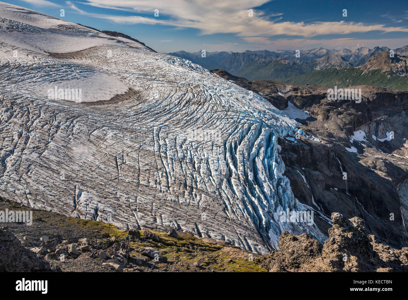 Alerce Glacier près de Refugio Otto Meiling, massif du Mont Tronador, Andes, Nahuel Huapi Nat. Parc, Patagonie, Argentine Banque D'Images