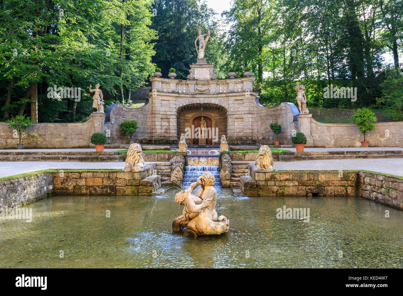 Fontaines de Hellbrunn, Palais de Hellbrunn, Salzbourg, Autriche Banque D'Images