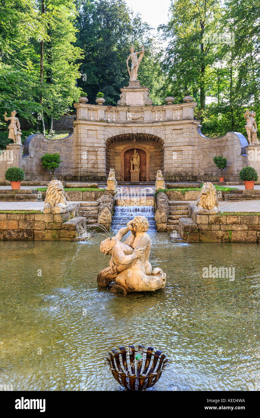 Fontaines de Hellbrunn, Palais de Hellbrunn, Salzbourg, Autriche Banque D'Images