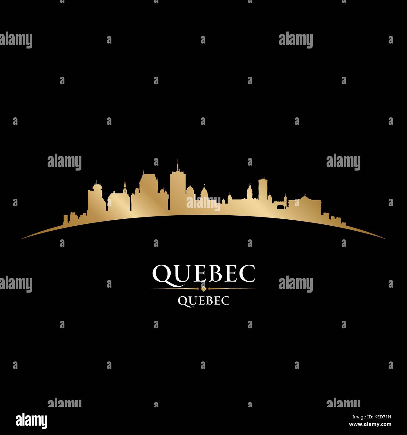 Canada Québec city skyline silhouette. Vector illustration Illustration de Vecteur