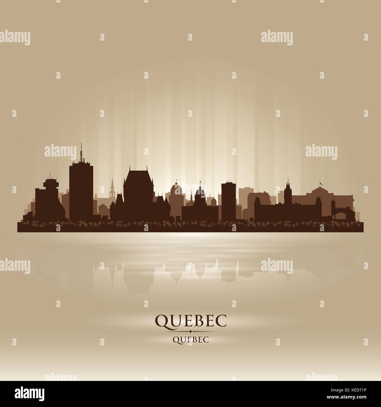 Canada Québec city skyline silhouette. Vector illustration Illustration de Vecteur