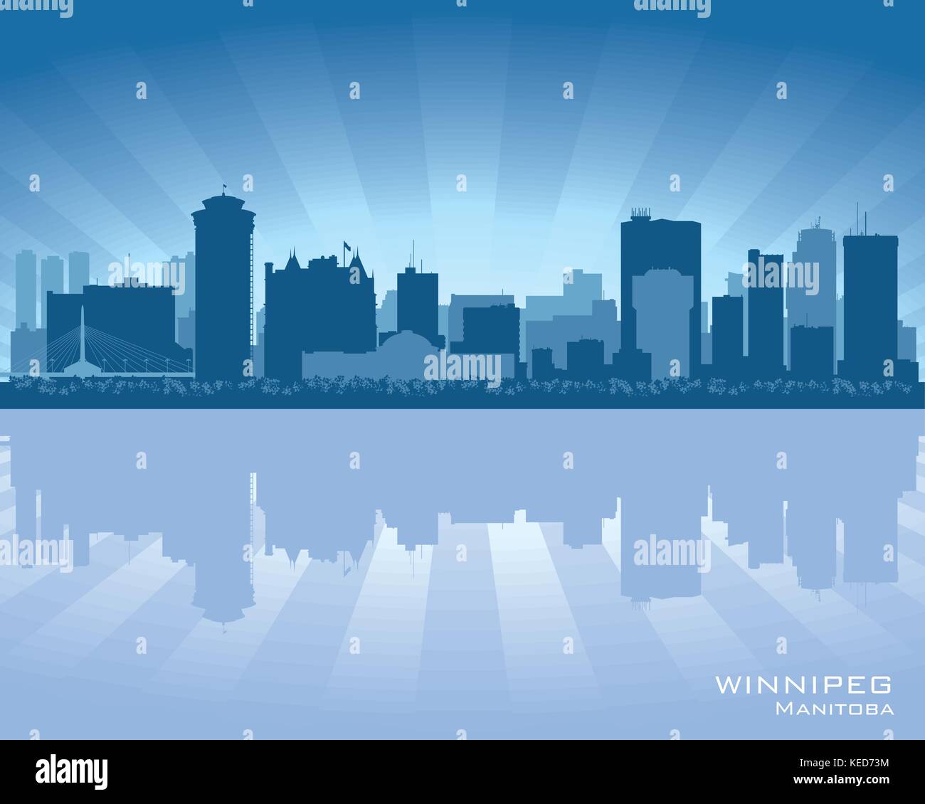 Winnipeg, Canada skyline silhouette city Illustration de Vecteur