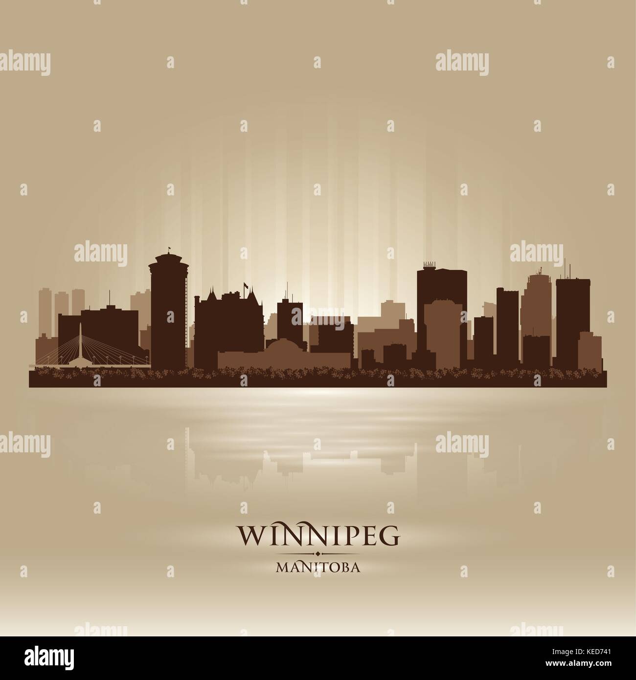 Winnipeg Manitoba skyline silhouette ville. Vector illustration Illustration de Vecteur
