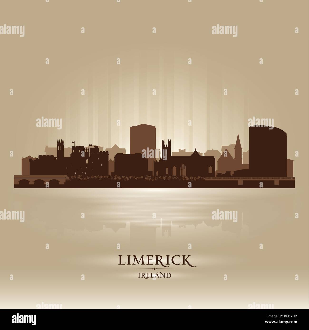 Limerick Irlande skyline silhouette ville Illustration de Vecteur