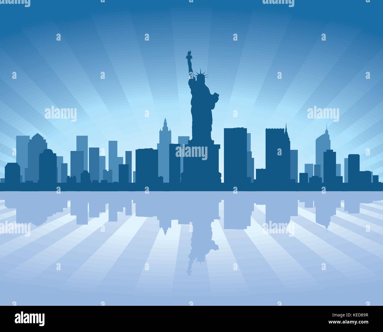 New York skyline avec reflet dans l'eau Illustration de Vecteur