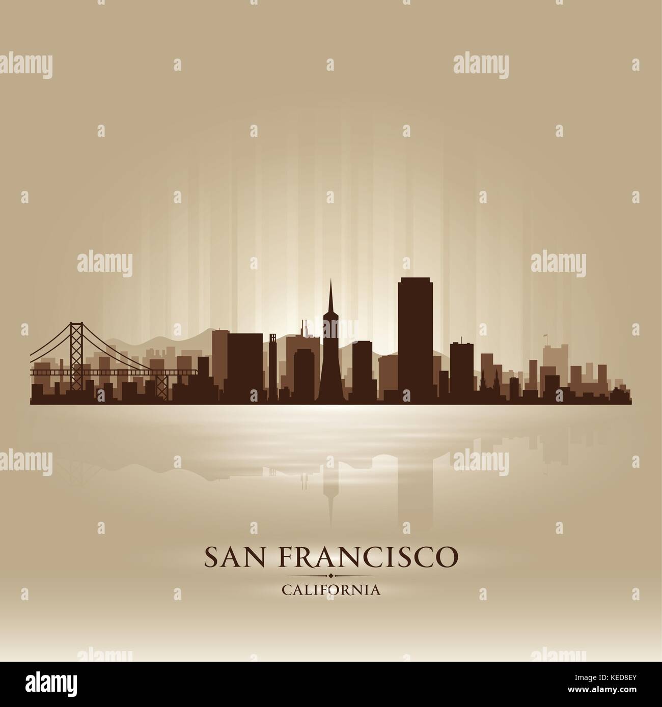San Francisco, Californie skyline silhouette ville Illustration de Vecteur