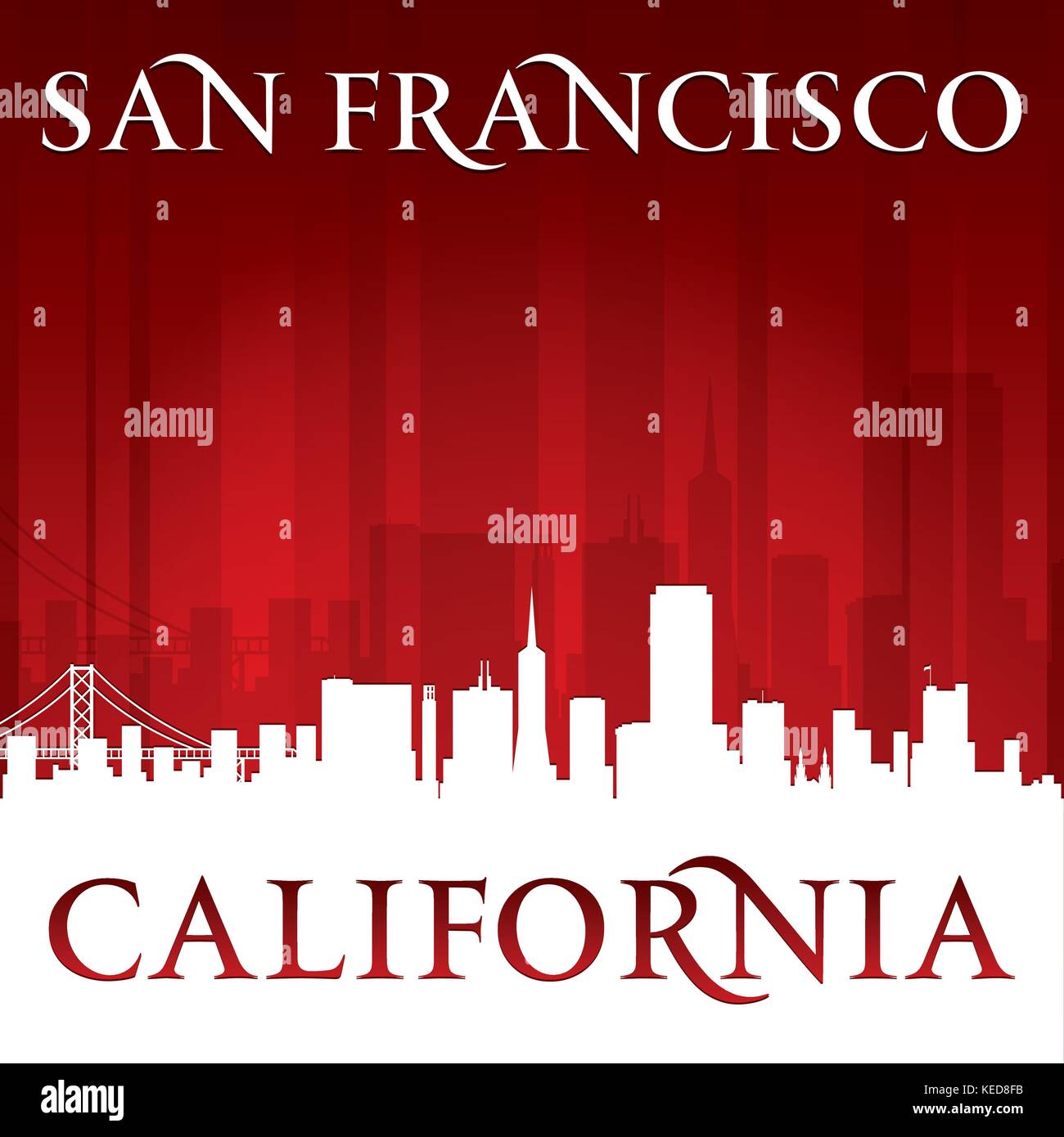 San Francisco California city skyline silhouette. Vector illustration Illustration de Vecteur