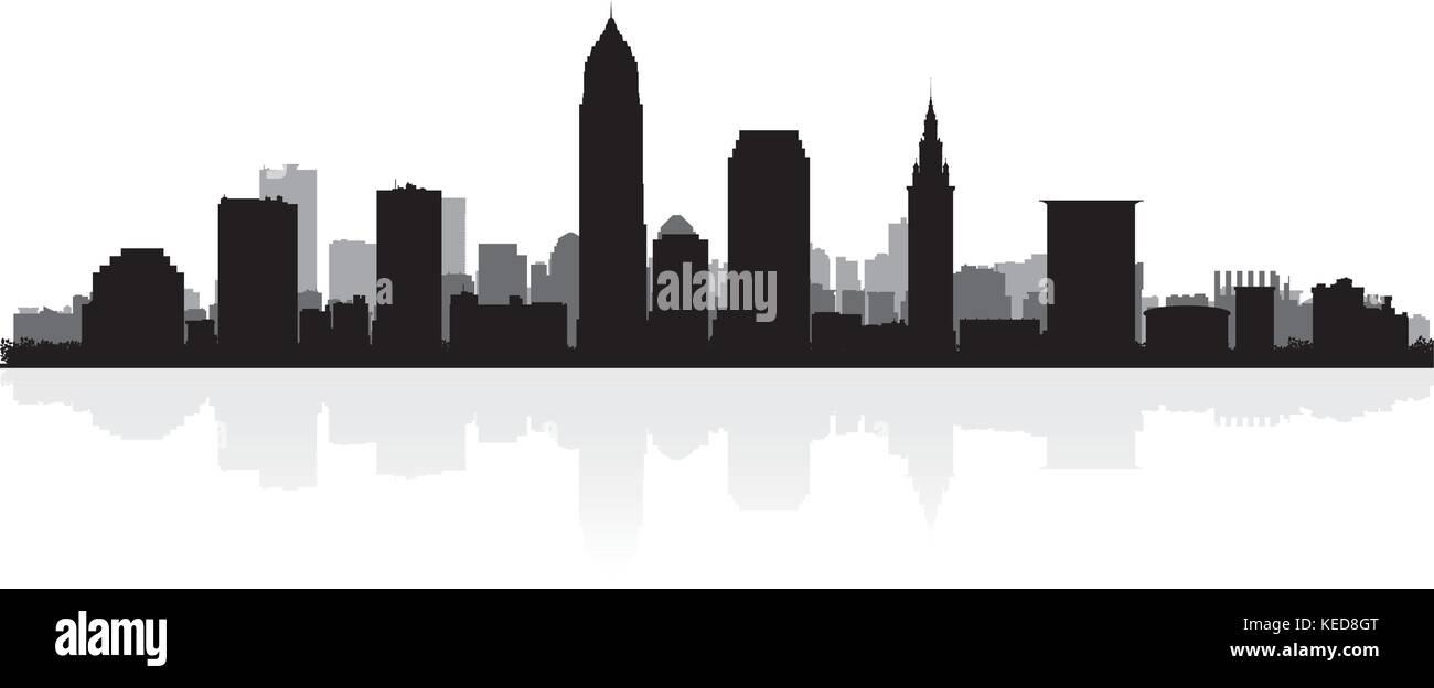 Cleveland USA city skyline silhouette vector illustration Illustration de Vecteur