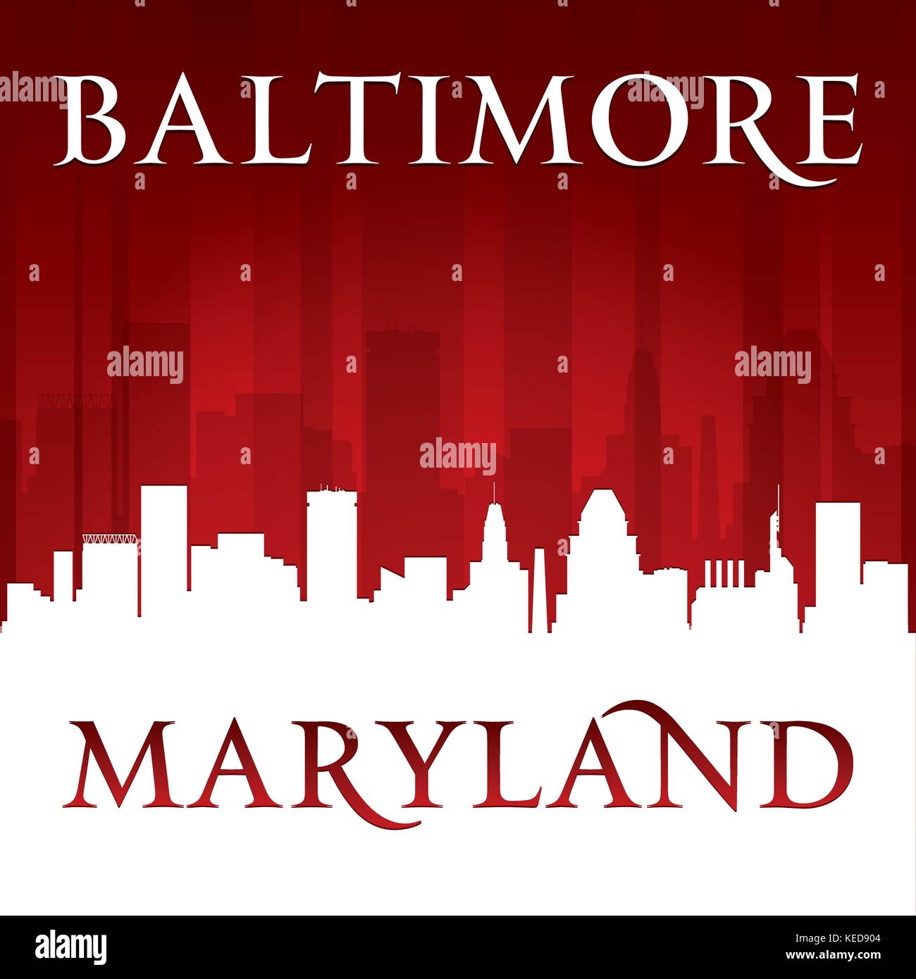 Baltimore Maryland city skyline silhouette. Vector illustration Illustration de Vecteur