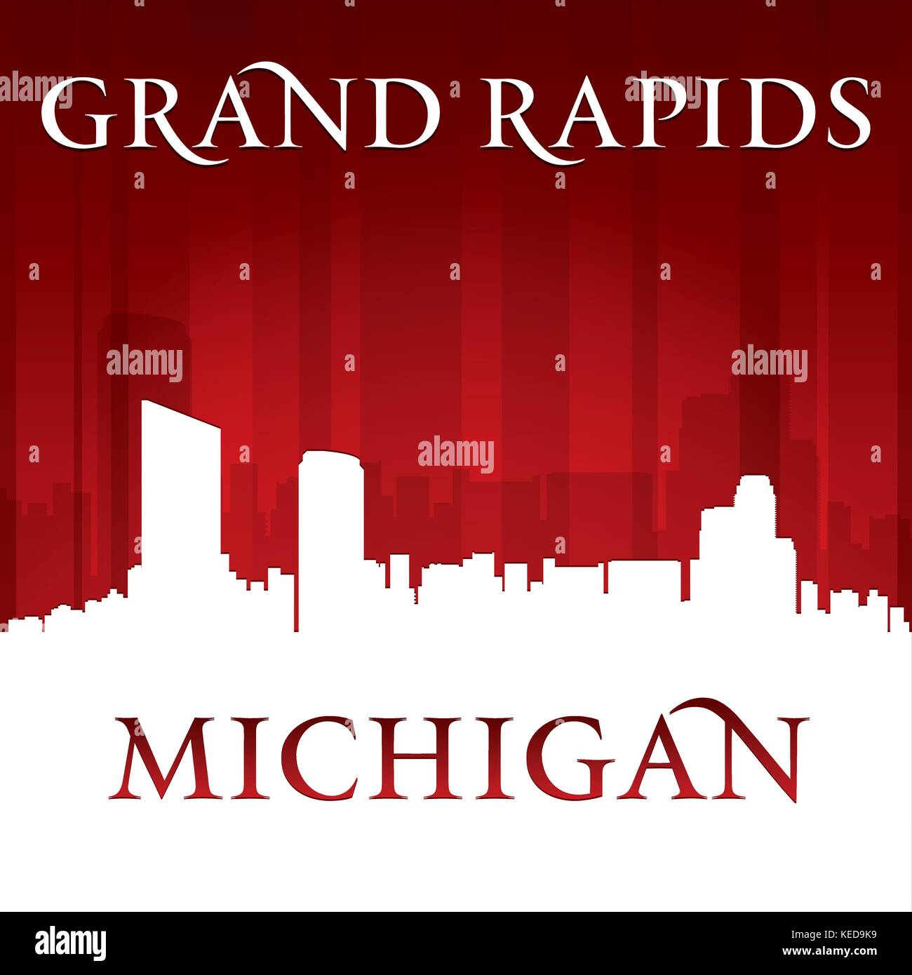 Grand Rapids Michigan city skyline silhouette. Vector illustration Illustration de Vecteur