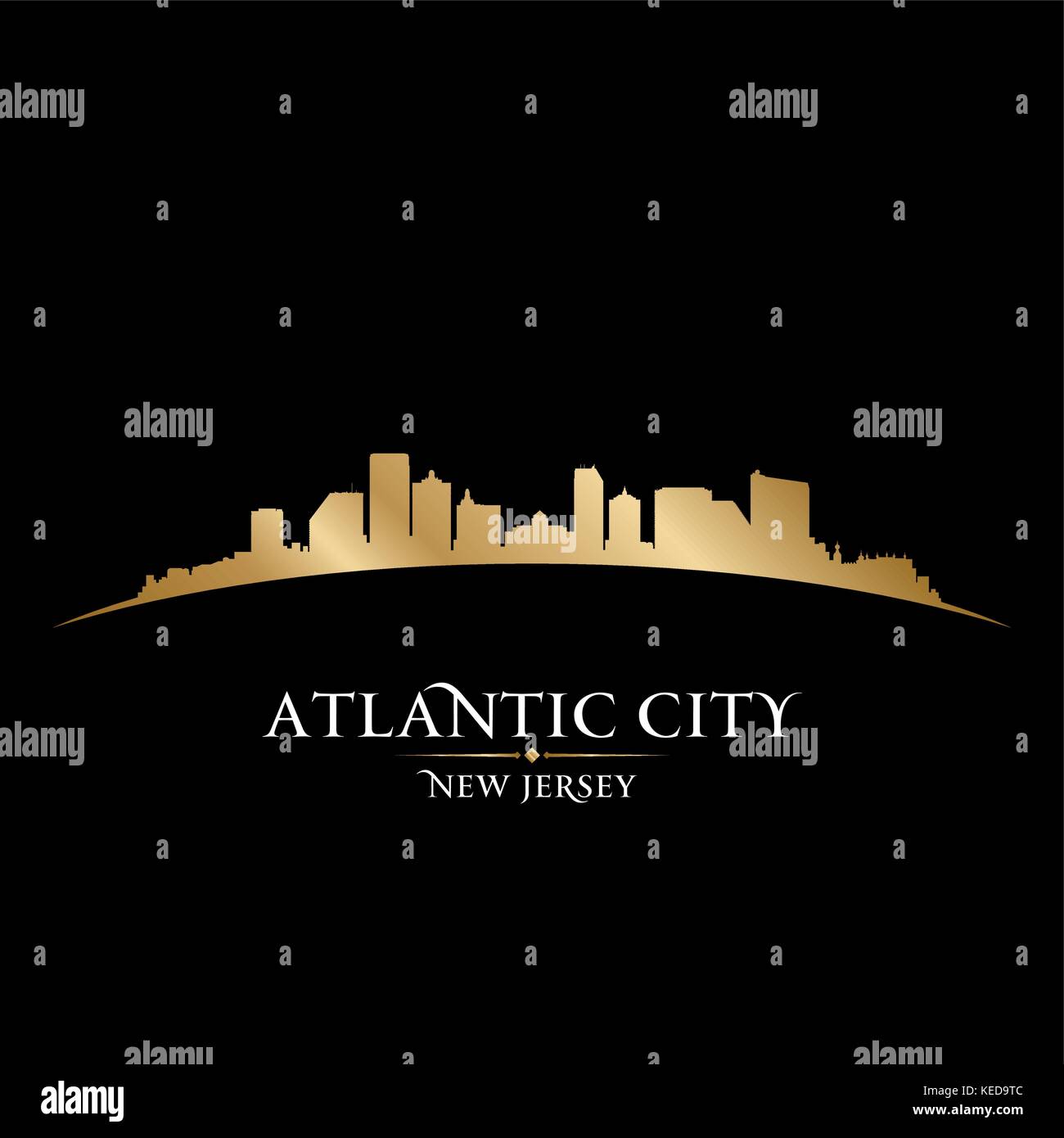New Jersey Atlantic city skyline silhouette. Vector illustration Illustration de Vecteur