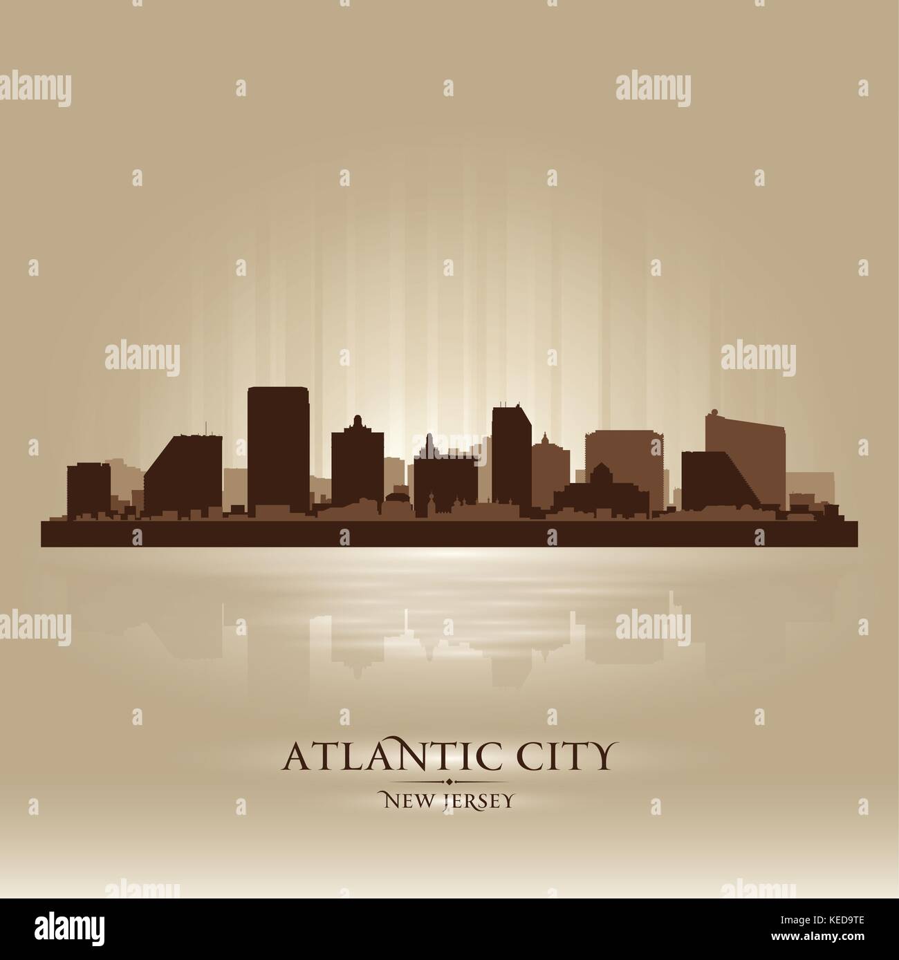 Atlantic City, New Jersey City skyline silhouette Illustration de Vecteur