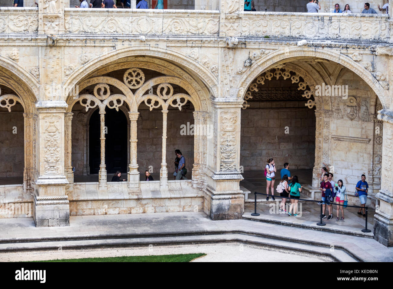 Lisbonne Portugal,Belem,Mosteiro dos Jeronimos,Monastère Jeronimos,Gothique,Manueline,architecture,site du patrimoine mondial de l'UNESCO,cloître,Lati hispanique latine Banque D'Images