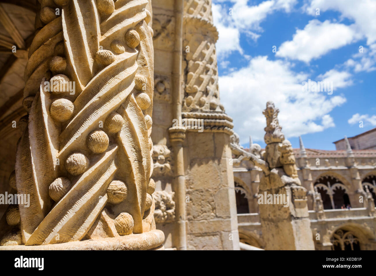 Lisbonne Portugal,Belem,Mosteiro dos Jeronimos,Monastère Jeronimos,Gothique,Manueline,architecture,site du patrimoine mondial de l'UNESCO,cloître,détail ornemental,H Banque D'Images