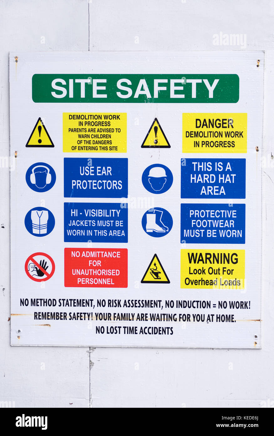 Site de construction de la santé et de la sécurité de la construction du signe Banque D'Images Site de construction de la santé et de la sécurité de la construction du signe Banque D'Images