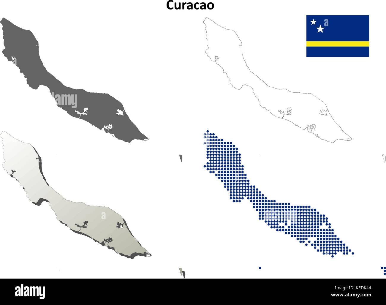 Curacao contour plan set Illustration de Vecteur