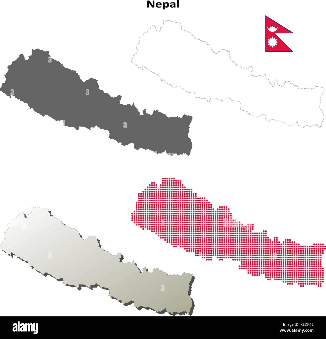 Népal carte contour défini Illustration de Vecteur