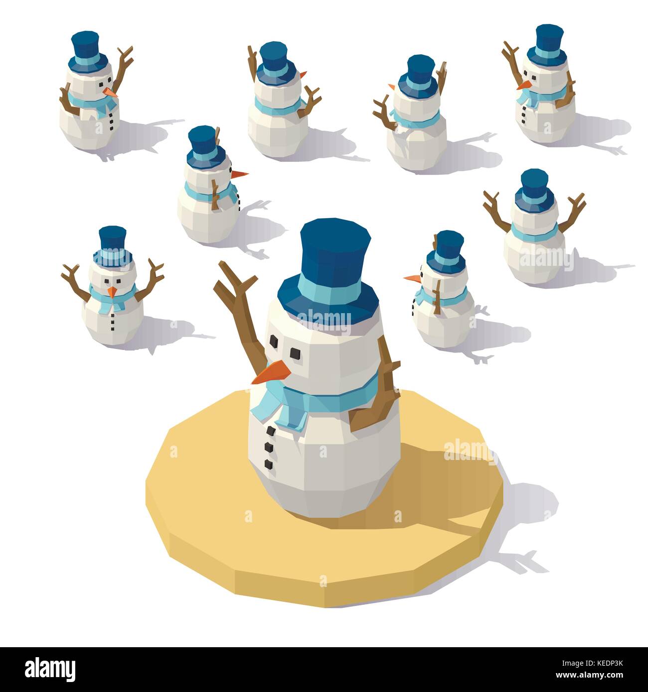 Low poly bonhomme de neige de Noël Illustration de Vecteur