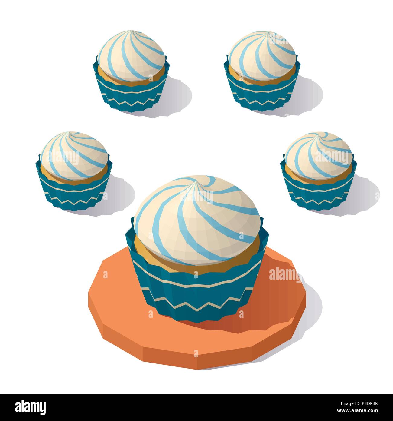 Muffin noël poly bas Illustration de Vecteur