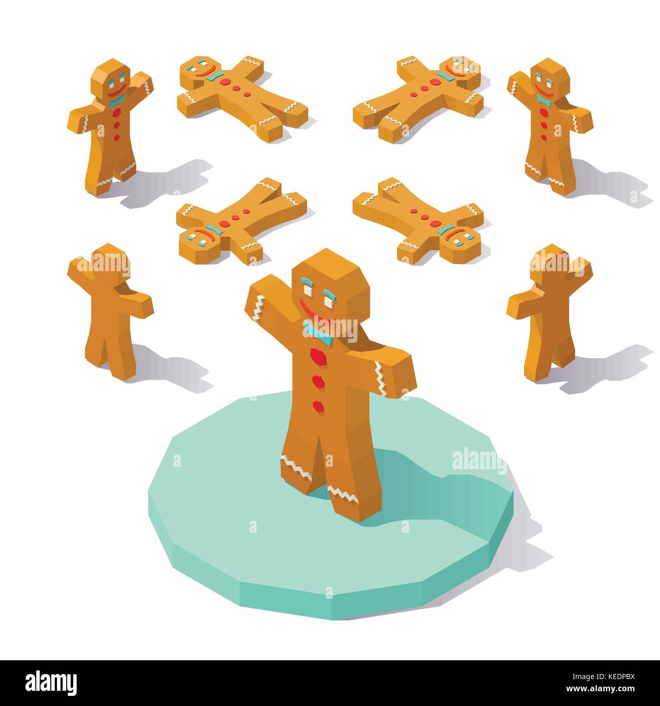 Low poly Gingerbread Man Illustration de Vecteur
