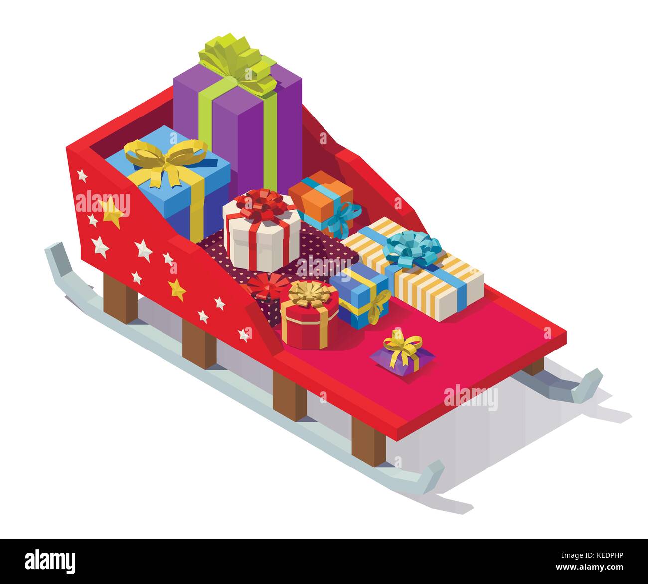 Traîneau noël isométrique vectoriel Illustration de Vecteur