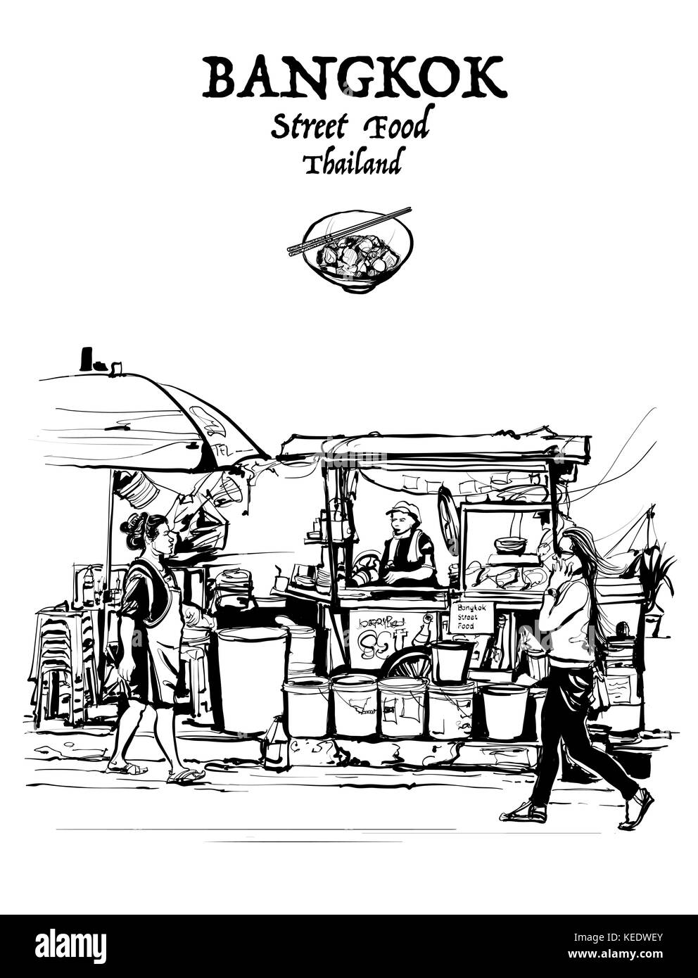 Bangkok, Thaïlande. street food - vector illustration Illustration de Vecteur