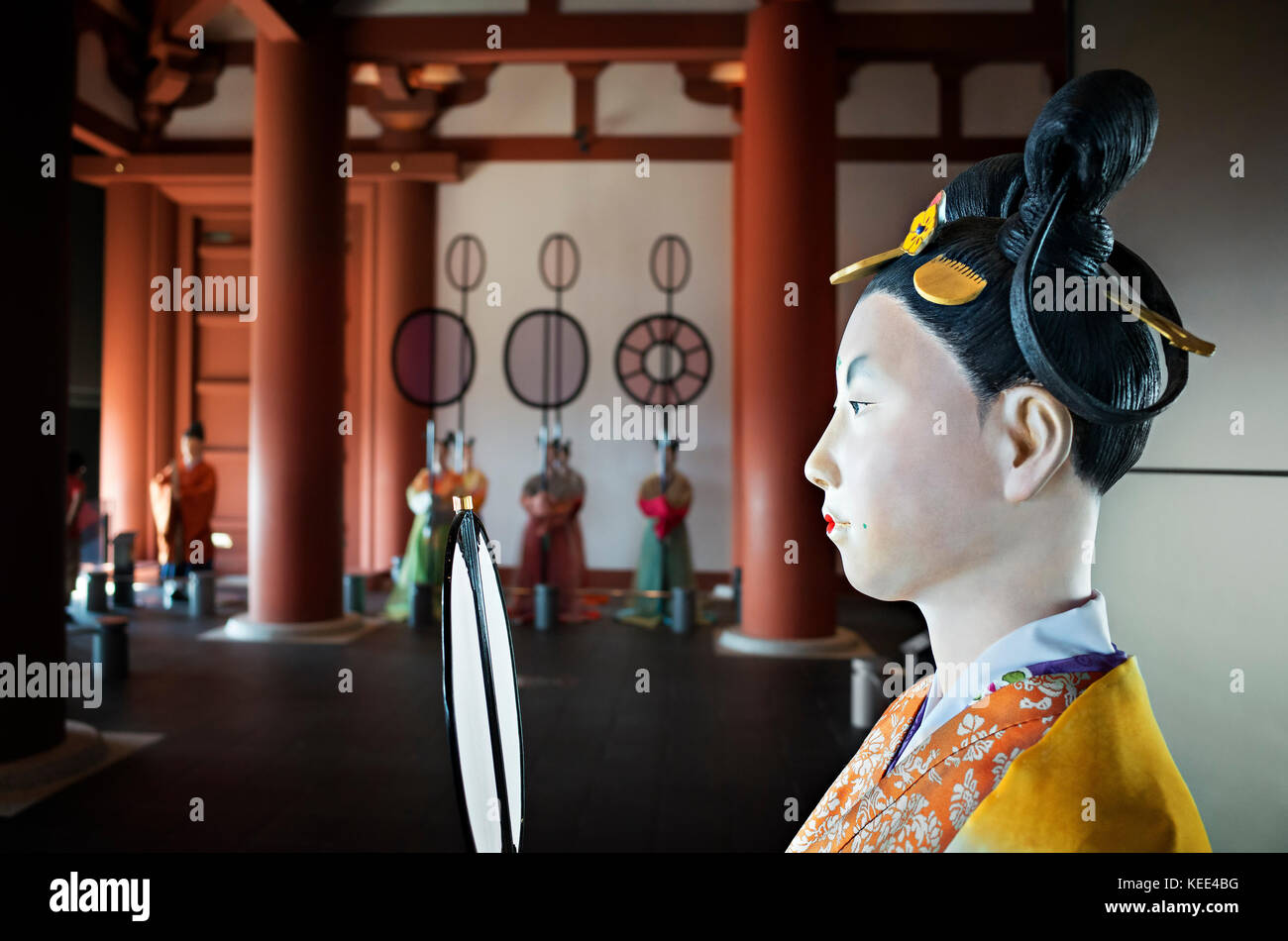 Le Japon, l'île de Honshu, Kansai, Osaka, Osaka musée histoire, dame de cour de la période Nara. Banque D'Images