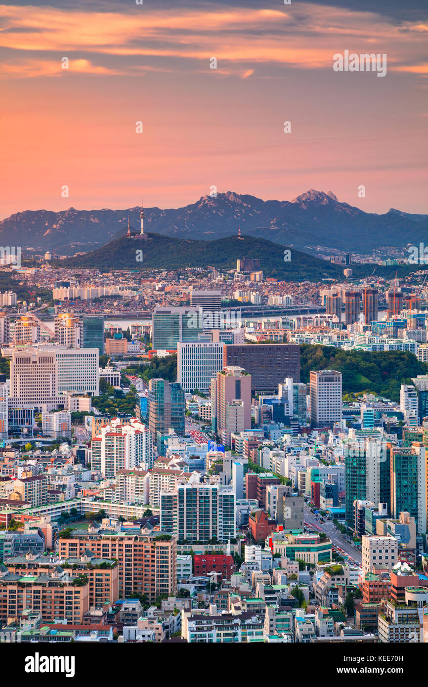 Séoul. cityscape image de centre-ville de Séoul en été au coucher du soleil. Banque D'Images