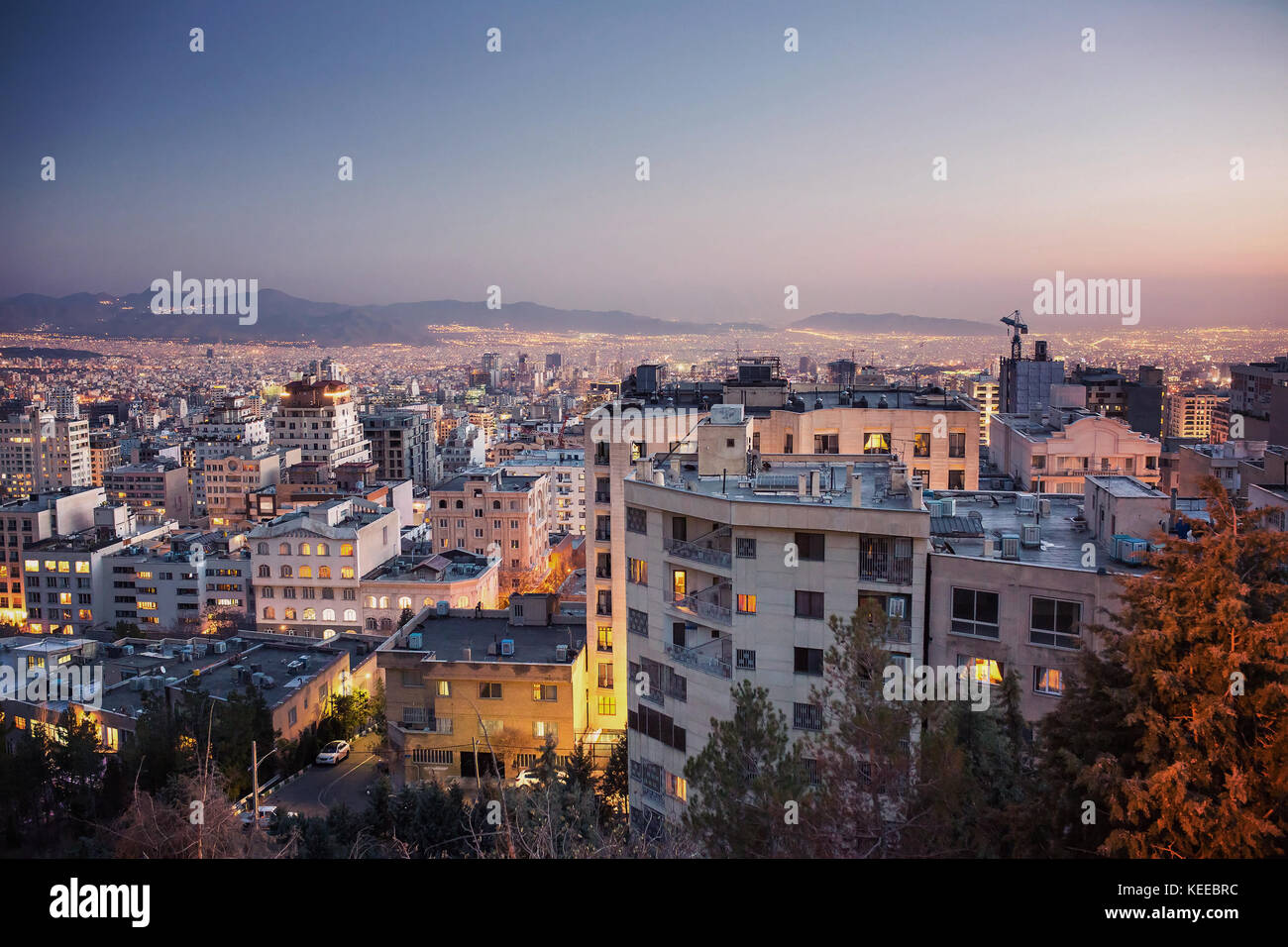 Nuit à Téhéran, Téhéran, Iran Banque D'Images
