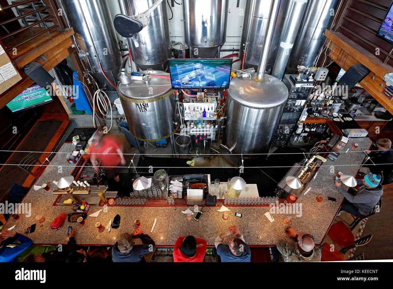 Cuves à bière et bar, Brasserie Breckenridge Breckenridge, Colorado, USA Banque D'Images