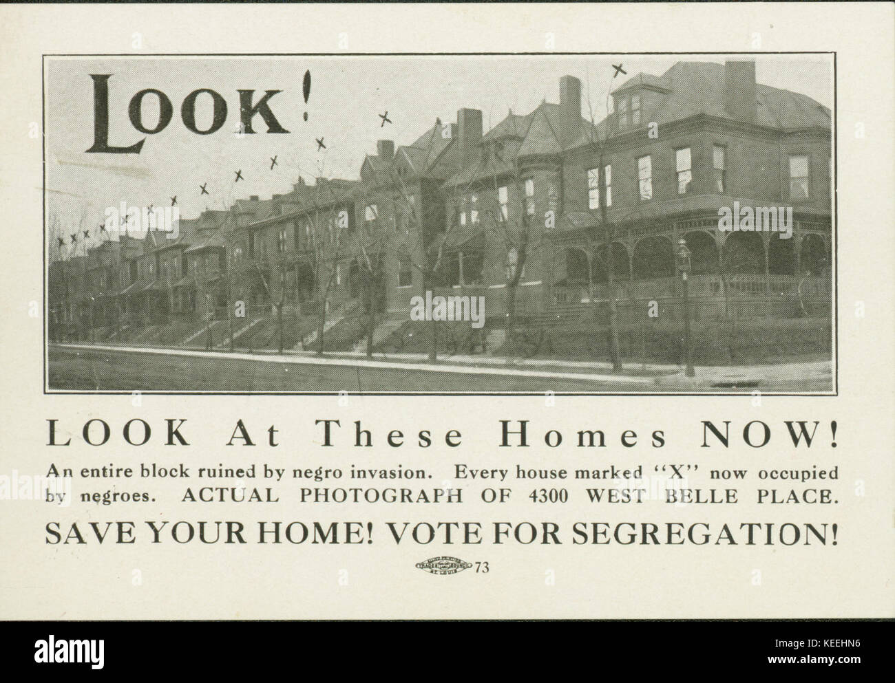 United Welfare Association carte postale indiquant, regardez ces maisons maintenant ! Sauver votre maison ! Voter pour la séparation ! 1915 Banque D'Images