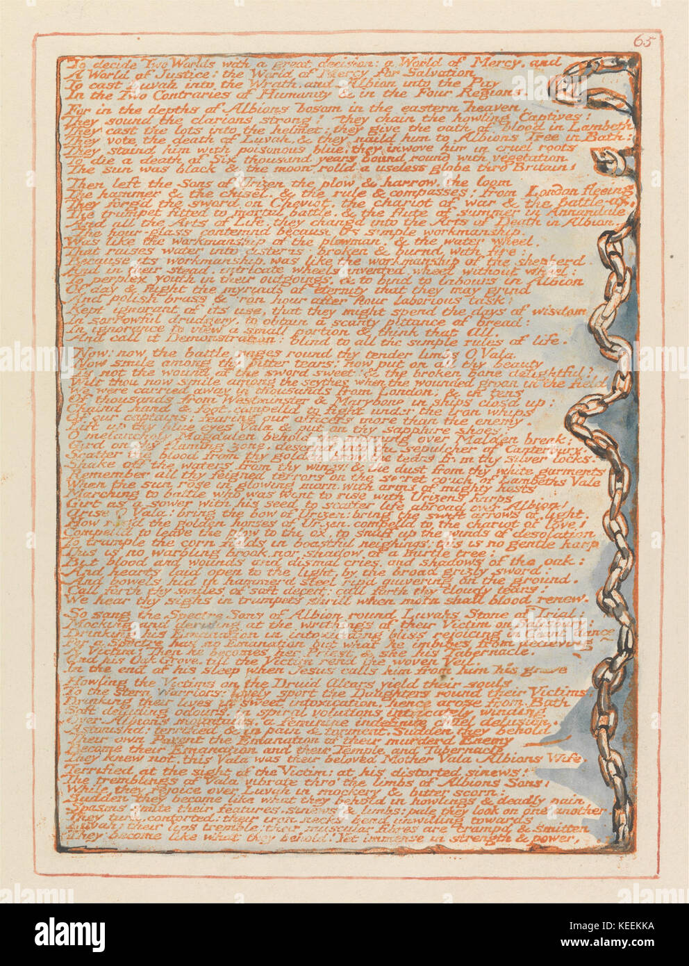 Cette plaque de 'Jerusalem' de William Blake illustre son art visionnaire et symbolique, explorant le thème de la décision entre deux mondes, en se concentrant sur des éléments spirituels et métaphysiques. Banque D'Images