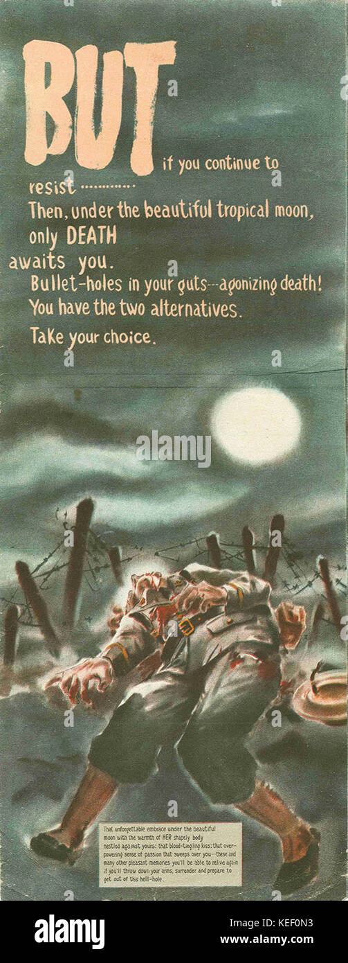 La guerre du Pacifique La propagande japonaise Notice mais (ouvert) Banque D'Images