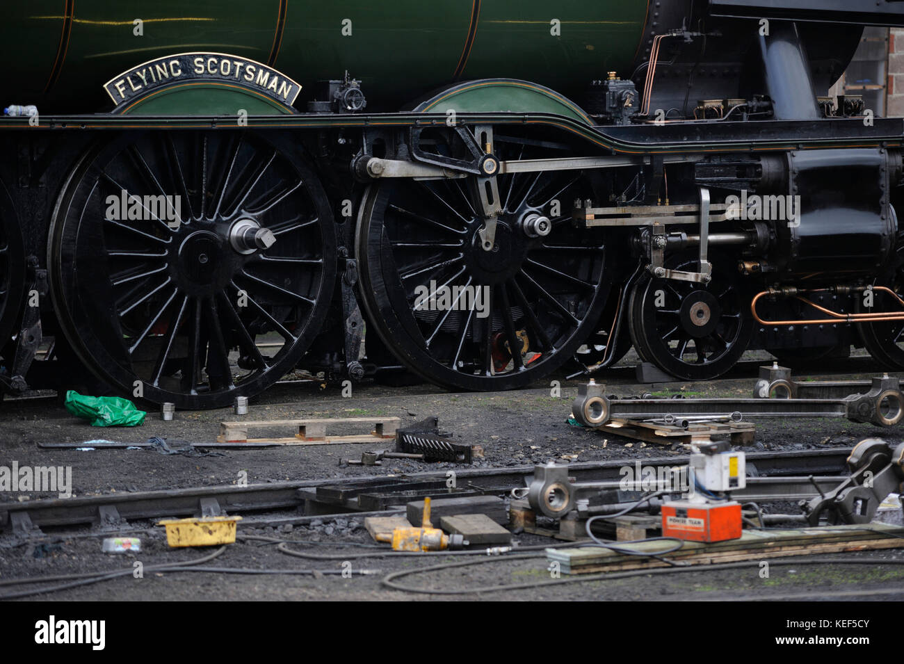 Nene Valley, españa. 20 oct, 2017. the flying scotsman locomotive réside au Nene Valley Railway à wansford, Cambridgeshire, tandis que des ingénieurs pour résoudre le problème qui s'est produite lors de l'exécution sur la ligne principale de la côte est. Credit : Jonathan Clarke/Alamy live news Banque D'Images