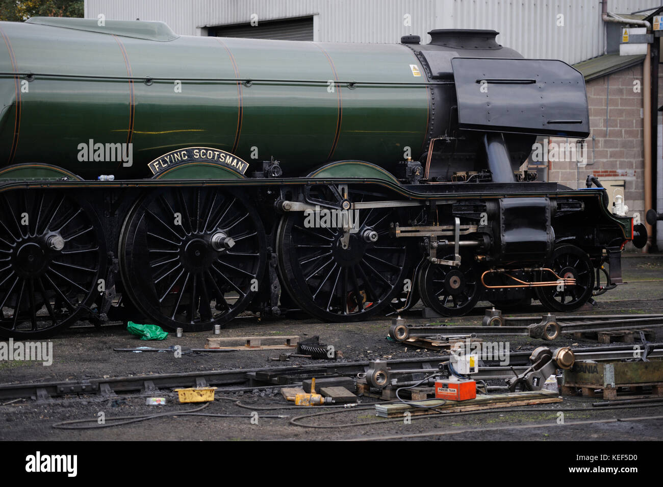 Nene Valley, españa. 20 oct, 2017. the flying scotsman locomotive réside au Nene Valley Railway à wansford, Cambridgeshire, tandis que des ingénieurs pour résoudre le problème qui s'est produite lors de l'exécution sur la ligne principale de la côte est. Credit : Jonathan Clarke/Alamy live news Banque D'Images