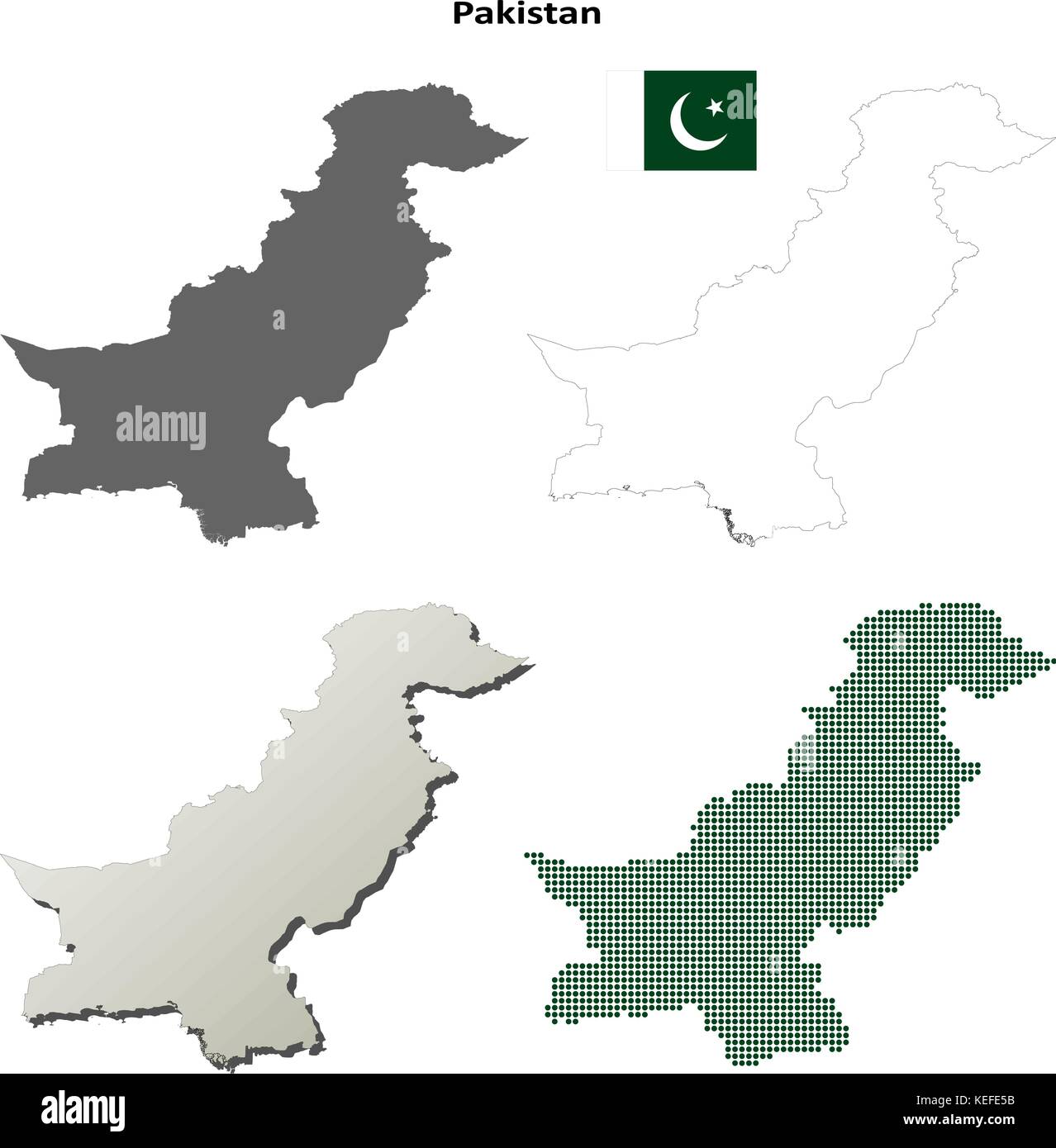 Pakistan carte contour défini Illustration de Vecteur