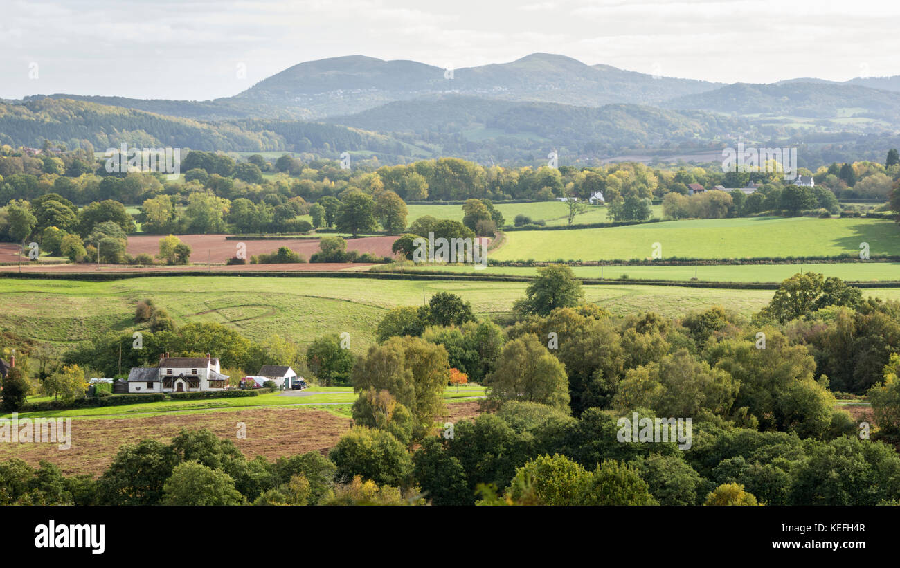 Une vue de Bringsty vers commun des collines de Malvern, Worcestershire, Angleterre, RU Banque D'Images Une vue de Bringsty vers commun des collines de Malvern, Worcestershire, Angleterre, RU Banque D'Images