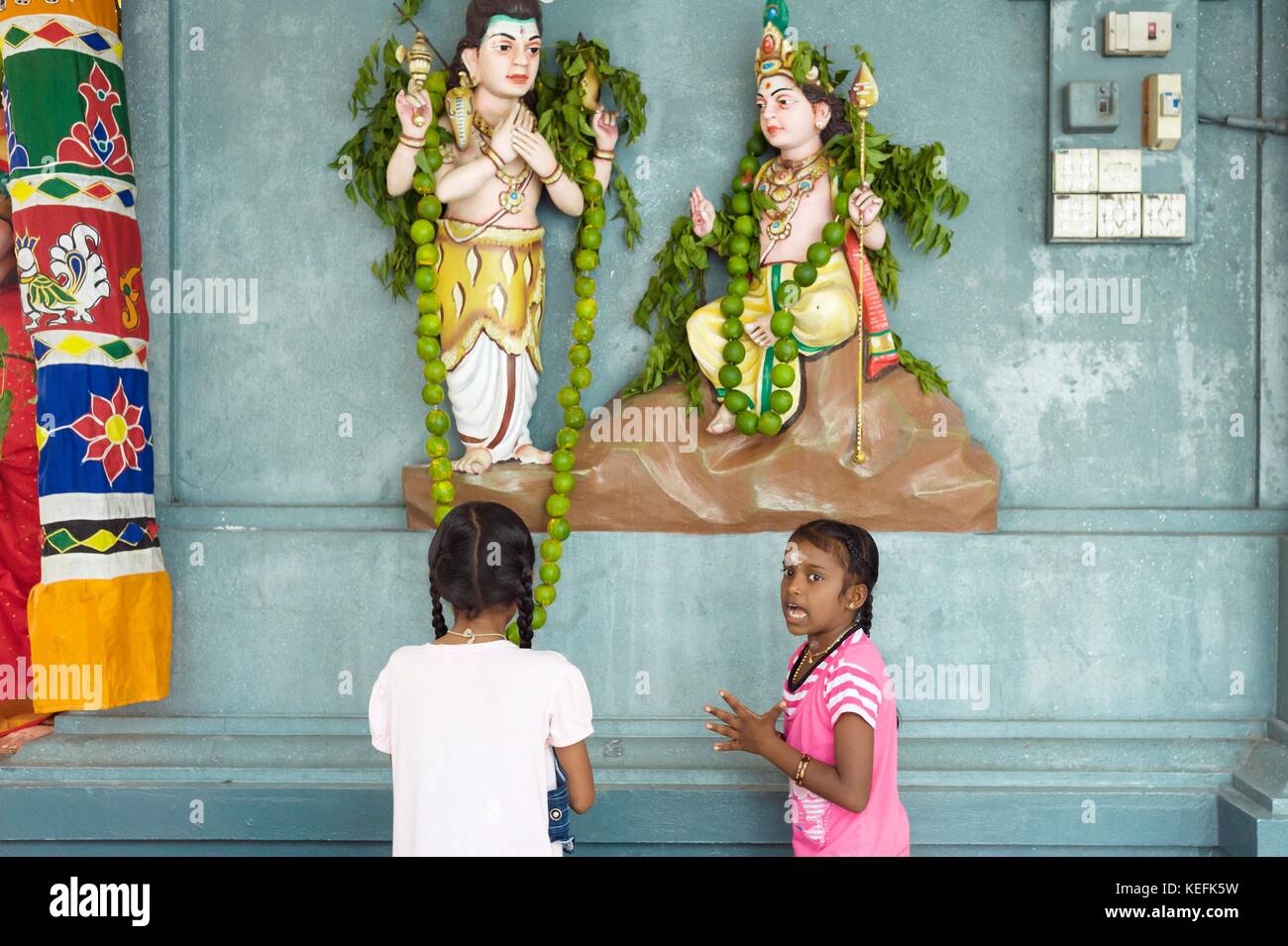 L'île de Pangkor, MALAISIE - Février 17, 2011 Indian girl à Masi Magam festival Banque D'Images