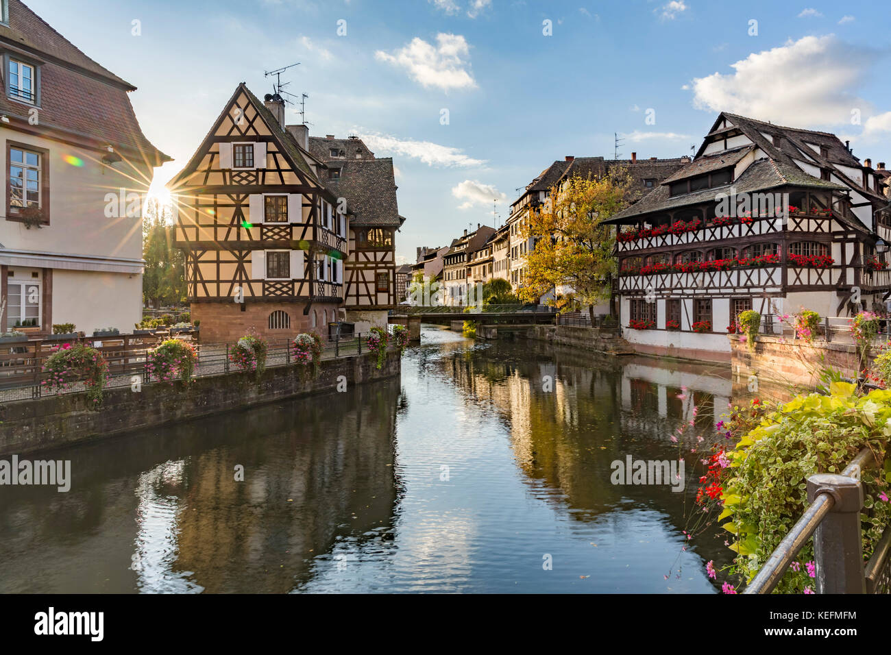 Voir la soirée de petite france - un quartier historique de la ville de strasbourg Banque D'Images