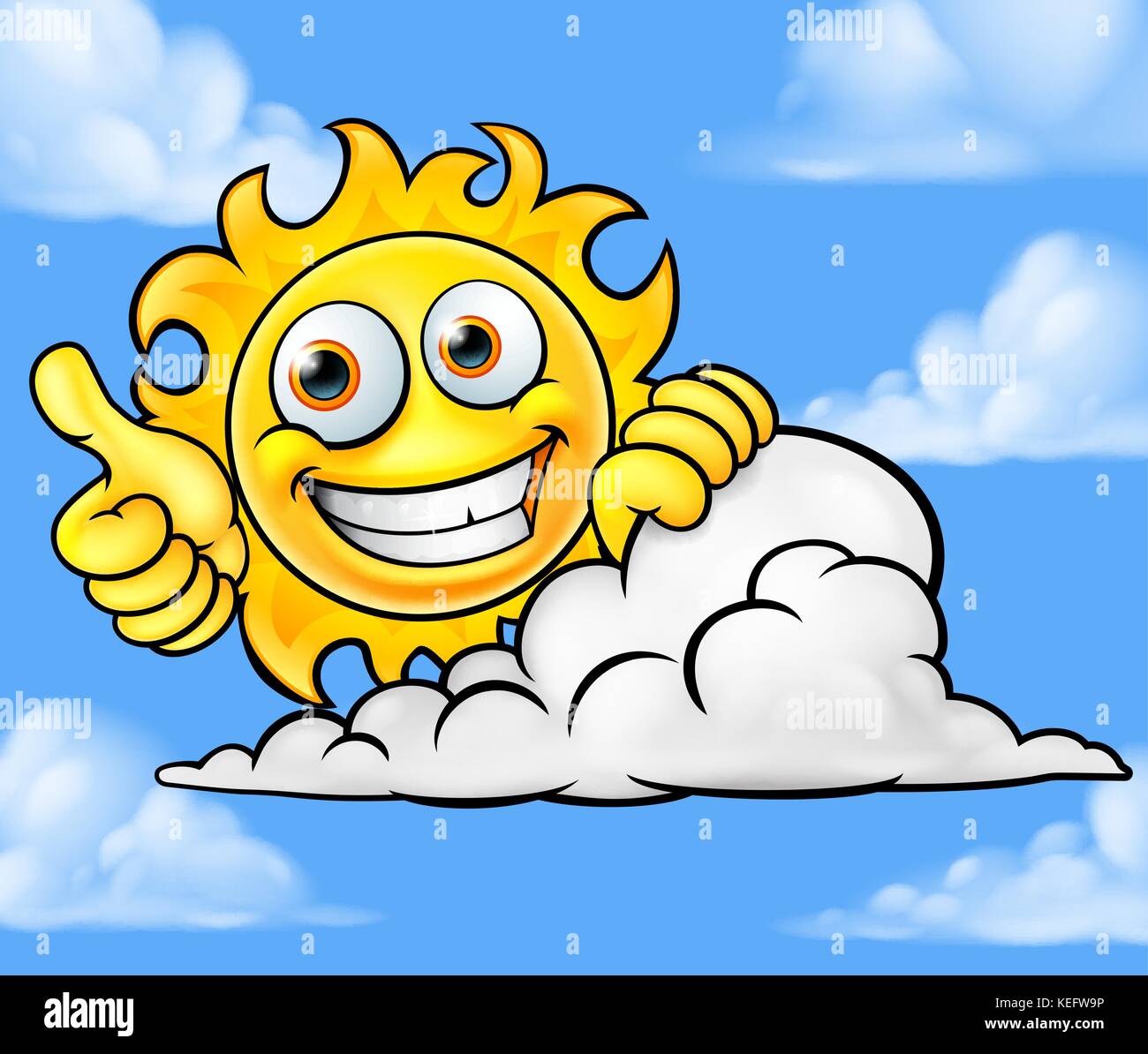 Fond du nuage de mascotte de Sun Cartoon Illustration de Vecteur