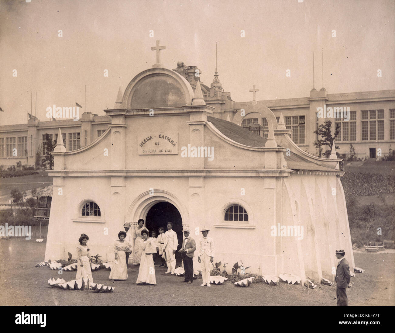 Église de Visayan. Village des Philippines, Département d'Anthropologie, World's Fair 1904 Banque D'Images