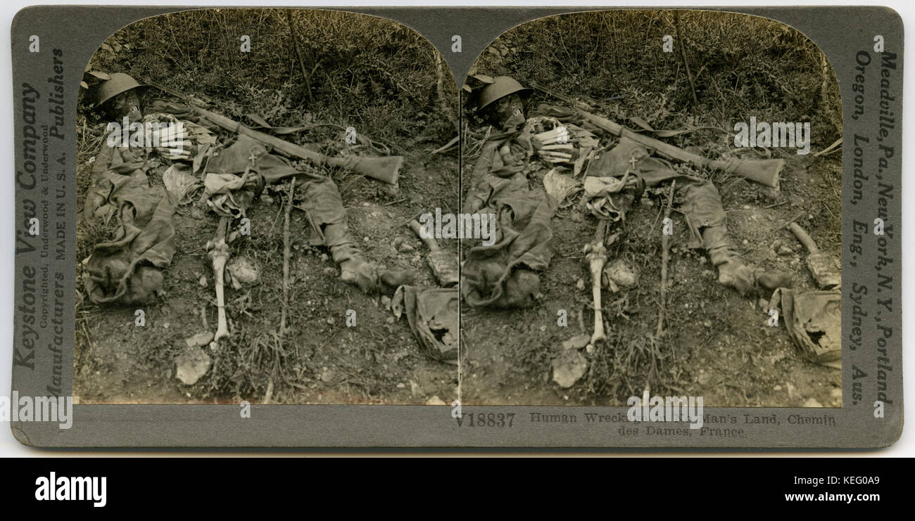 Les droits de l'épave dans le No Man's Land, Chemin des Dames, en France. Banque D'Images