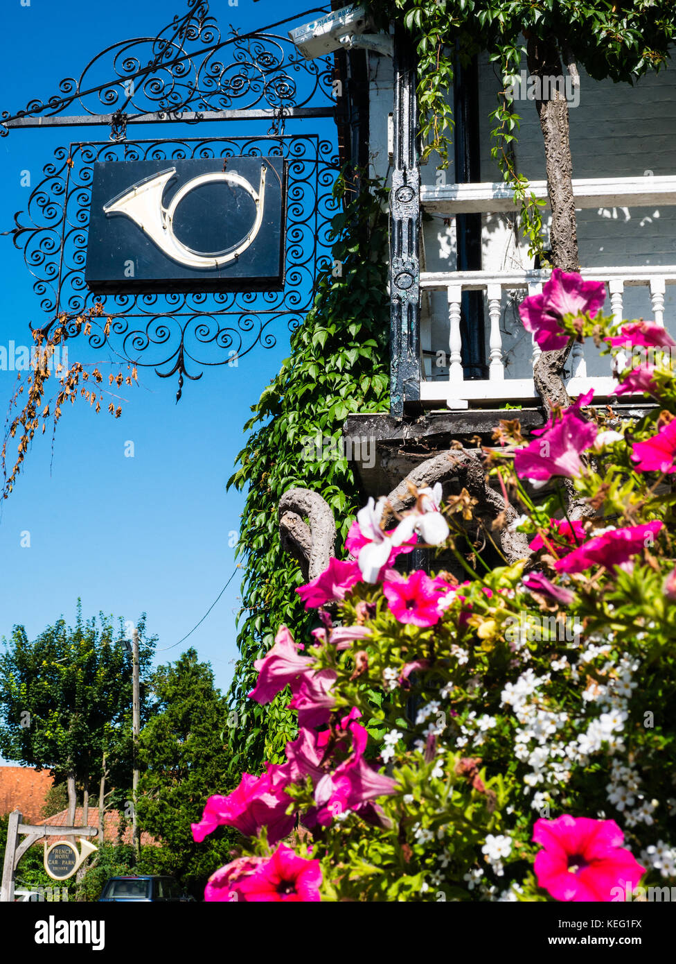 The French Horn Luxury Hotel, Sonning-on-Thames, Sonning Eye, Oxfordshire, Angleterre, ROYAUME-UNI, GB. Banque D'Images