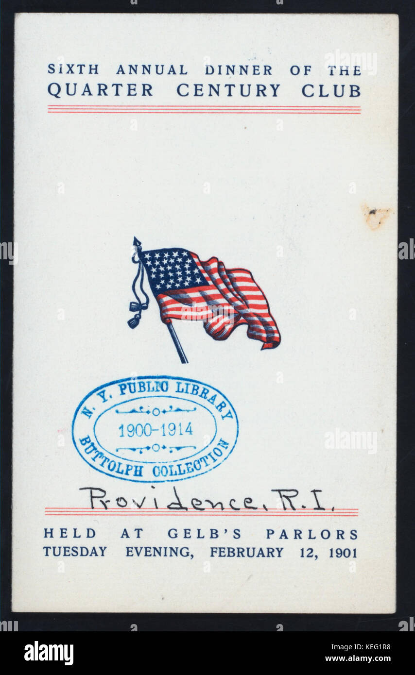 Sixième DÎNER ANNUEL (détenu par) CLUB DU QUART DE SIÈCLE (at) GELB'S SALONS, (Providence, RI) (Autres (club) ;) (NYPL Hadès 275548476647) Banque D'Images
