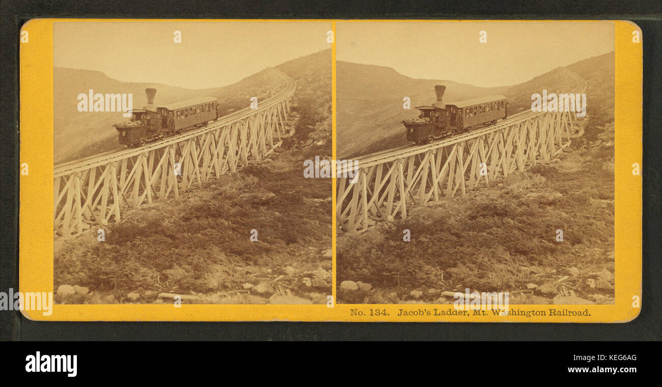 L'échelle de Jacob, Mt. Washington Railroad, par Kilburn Brothers Banque D'Images